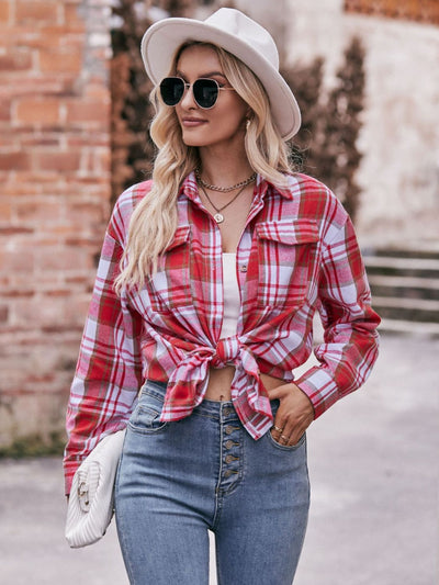 BEAUTIFUL I AM Plaid Dropped Shoulder Longline Shirt