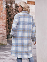 BEAUTIFUL I AM Plaid Dropped Shoulder Slit Jacket Coat