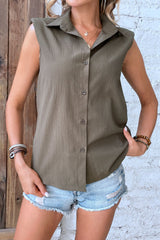 BEAUTIFUL I AM Collared Neck Sleeveless Shirt