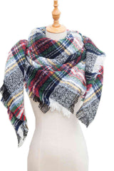 BEAUTIFUL I AM Plaid Raw Hem Polyester Scarf