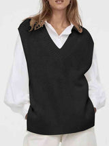 BEAUTIFUL I AM V-Neck Slit Sweater Vest