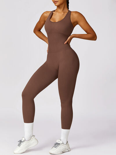 BEAUTIFUL I AM Cutout Racerback Active Wear Jumpsuit