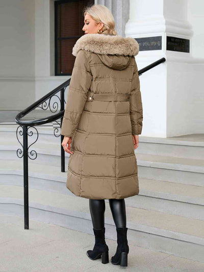 BEAUTIFUL I AM Longline Hooded Winter Coat Jacket with Pockets