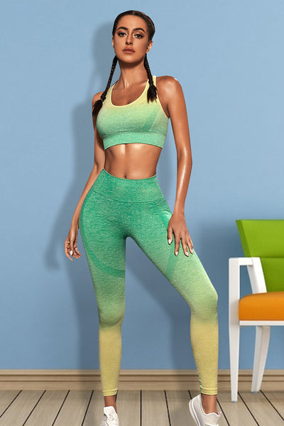 BEAUTIFUL I AM Gradient Sports Tank and Leggings Active Wear Set