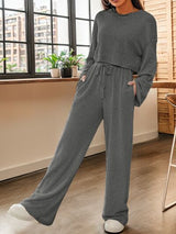 BEAUTIFUL I AM Ribbed Round Neck Top and Drawstring Pants Set