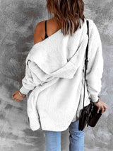 BEAUTIFUL I AM Open Front Hooded Faux Fur Outwear Jacket with Pockets