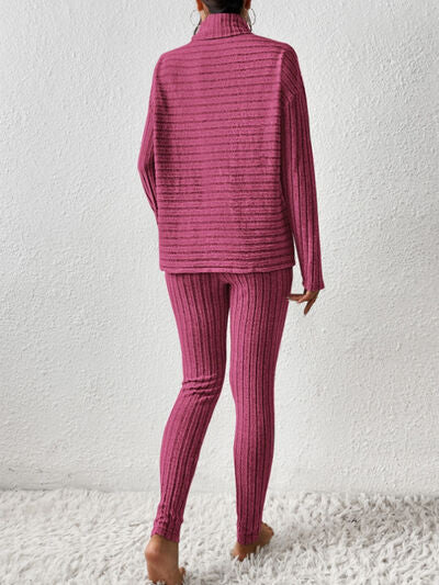 BEAUTIFUL I AM Ribbed Turtleneck Top and Pants Set