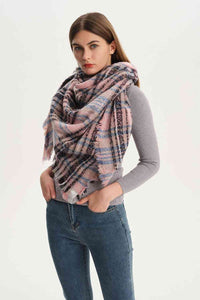 BEAUTIFUL I AM Plaid Raw Hem Polyester Scarf