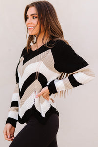 BEAUTIFUL I AM Color Block Rib-Knit Sweater