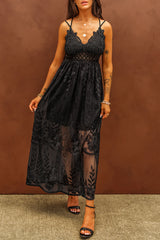 BEAUTIFUL I AM Lace Crisscross Back Sleeveless Maxi Dress