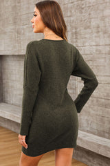 BEAUTIFUL I AM V-Neck Long Sleeve Mini Sweater Dress