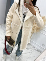 BEAUTIFUL I AM Lapel Collar Exposed Seam Buttoned Jacket Coat