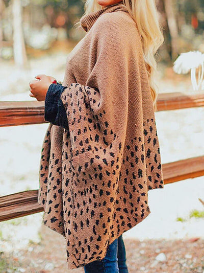 BEAUTIFUL I AM Leopard Turtleneck Poncho