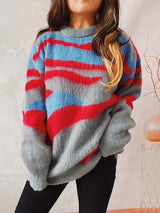 BEAUTIFUL I AM Color Block Round Neck Sweater