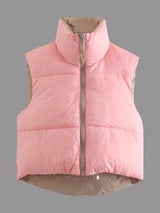 BEAUTIFUL I AM Zip Up Drawstring Reversible Jacket Vest