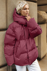 BEAUTIFUL I AM Pocketed Zip Up Hooded Puffer Jacket