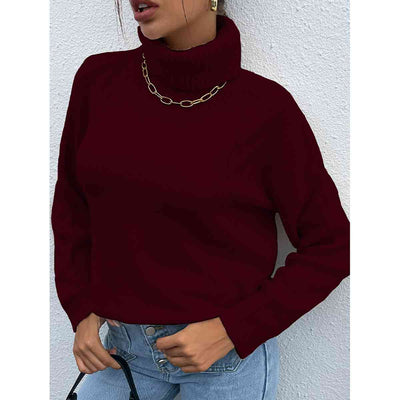 BEAUTIFUL I AM Turtleneck Dropped Shoulder Long Sleeve Sweater