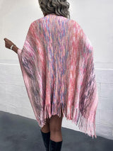 BEAUTIFUL I AM Heathered Fringe Hem Poncho