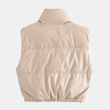 BEAUTIFUL I AM Zip-Up Drawstring Puffer Vest Jacket