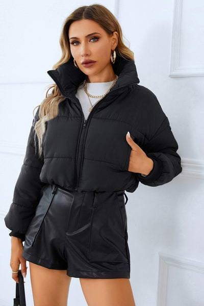 BEAUTIFUL I AM Zip-Up Winter Jacket Coat with Pockets