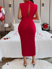 BEAUTIFUL I AM Cutout Slit Mock Neck Sleeveless Dress