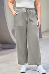 BEAUTIFUL I AM Plus Size Drawstring Straight Pants with Pockets