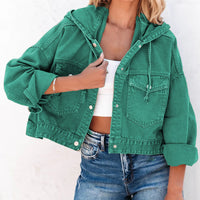 BEAUTIFUL I AM Hooded Dropped Shoulder Denim Jacket