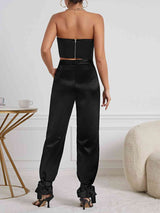 BEAUTIFUL I AM Knot Detail Tube Top and Pants Set