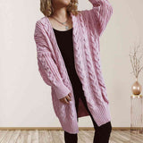 BEAUTIFUL I AM Cable-Knit Open Front Dropped Shoulder Cardigan