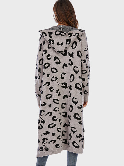 BEAUTIFUL I AM Leopard Hooded Cardigan with Pockets