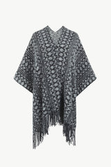 BEAUTIFUL I AM Open Front Fringe Hem Poncho