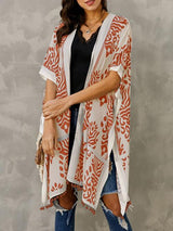 BEAUTIFUL I AM Printed Open Front Slit Cardigan