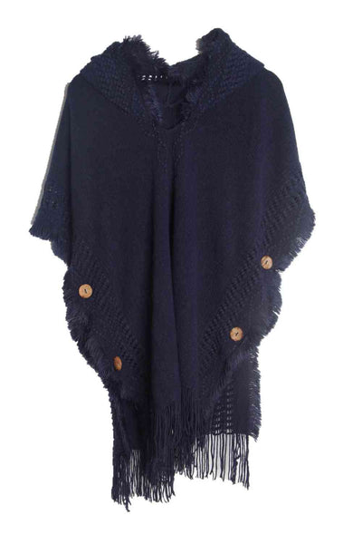 BEAUTIFUL I AM Fringe Hem Hooded Poncho