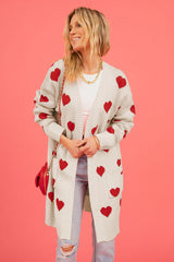 BEAUTIFUL I AM Heart Graphic Open Front Cardigan with Pockets