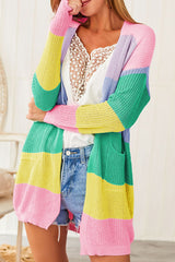 BEAUTIFUL I AM Color Block Long Sleeve Cardigan