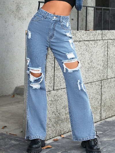 BEAUTIFUL I AM Distressed Slit Jeans