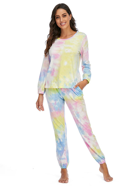 BEAUTIFUL I AM Tie-Dye Top and Drawstring Pants Lounge Set