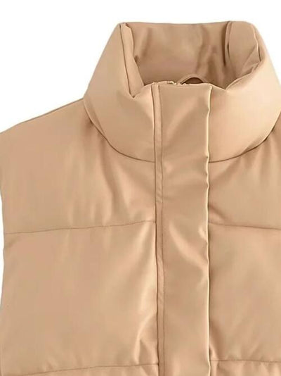 BEAUTIFUL I AM PU Leather Zip Up Drawstring Jacket Vest