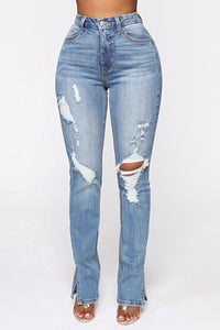 BEAUTIFUL I AM Distressed Slit Jeans