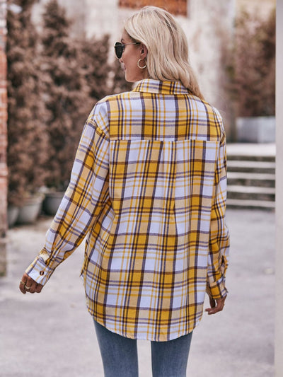 BEAUTIFUL I AM Plaid Dropped Shoulder Longline Shirt