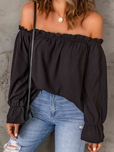 BEAUTIFUL I AM Off-Shoulder Flounce Sleeve Blouse Shirt