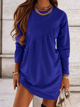 BEAUTIFUL I AM Ruched Round Neck Long Sleeve Dress