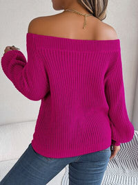 BEAUTIFUL I AM Openwork Off-Shoulder Long Sleeve Sweater