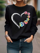 BEAUTIFUL I AM Heart Graphic Round Neck Sweatshirt