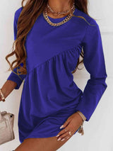 BEAUTIFUL I AM Ruched Round Neck Long Sleeve Dress