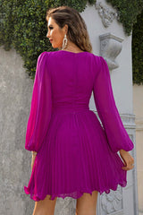 BEAUTIFUL I AM Tied Surplice Neck Pleated Dress