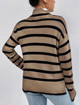 BEAUTIFUL I AM Striped Turtleneck Long Sleeve Sweater