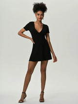 BEAUTIFUL I AM Deep V Short Sleeve Mini Dress