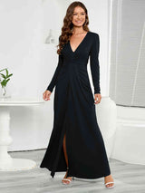 BEAUTIFUL I AM V-Neck Long Sleeve Split Dress