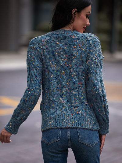 BEAUTIFUL I AM Cable-Knit Round Neck Sweater